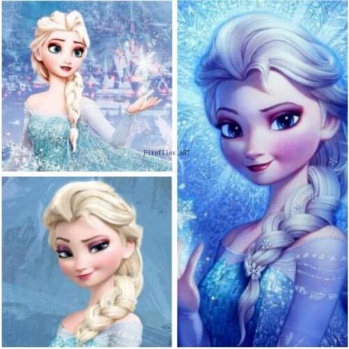 Disney Snow White Diy 5d Full Round Diamond Mosaic Cross Stitch Kits Elsa Diamond Painting Embroidery Home Decor Wall Art