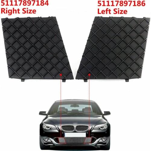 2PCS Black Left+Right Car Front Bumper Lower Mesh Grill Plate Trim Cover For BMW E60 E61 M 51117897186 51117897184 Bumper Cover