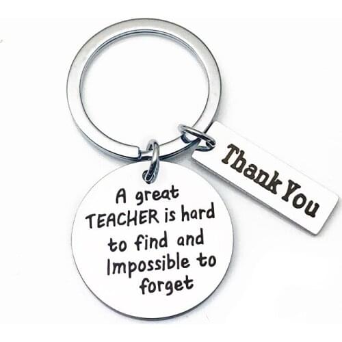 Oeinin Simple Keychain Man Great TEACHER Is Hard To Find Thank You Key Holder Bags Unisex Letter Color Alloy Key Chain Pendant