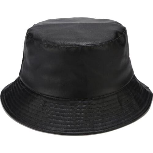 2020 new style Solid color pu Bucket Hat Fisherman Hat outdoor travel hat Sun Cap Hats for Men and Women 137