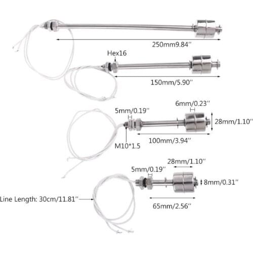 Stainless Steel Float Switch Tank Liquid Water Level Sensor Double Ball Float