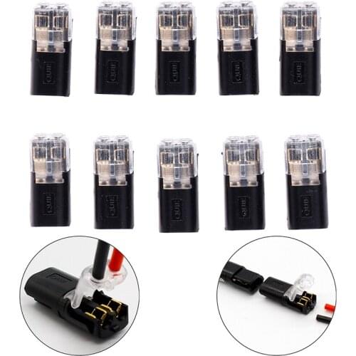 10pcs 2p Spring Connector Wire With No Welding No Screws Quick Connector Cable Clamp Terminal Block 2 Way Easy Fit For Led Strip