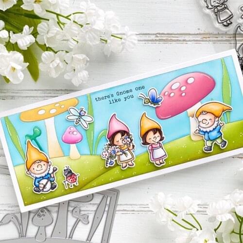 Growing Mushroom Horizontal Slimline Frame Metal Cutting Dies Set DIY Scrapbooking Craft Paper Cards Making Template Diecut 2020