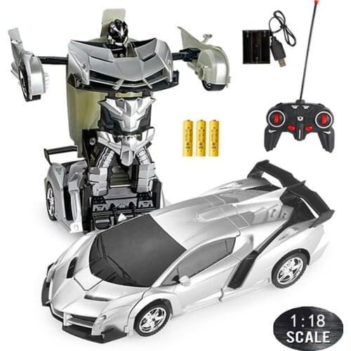 RC Car 24CM 1:18 Scale Transformation Transformer Deformation Electric Remote Control Sports Vehicles Robots Toys for Kids E04