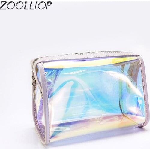 Hot Sale Laser Deisgn Transparent Travel Bag Female Waterproof Jelly Bag PVC Cosmetic Bag For Female Makeup Bag