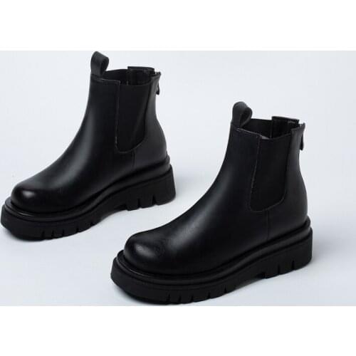 Martin Boots Women British Style 2020 New Autumn Retro Wild Thick-Soled Increased Chelsea Motorcycle Boots Women Shoes 911