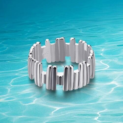 Fashion 925 Sterling Silver Rail Icicle Ring for Womens Elegant Personality Shiny Ring Wide Ring Party Birthday Jewelry Gift