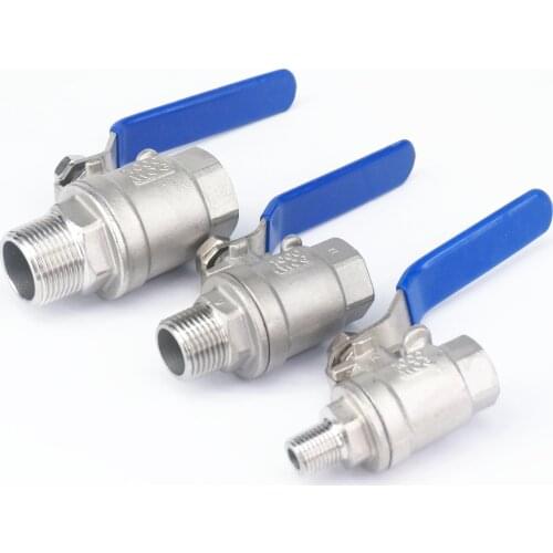 1/4" 1/2" 3/4" BSP Female To Male 304 Stainless Steel 2-Piece Type Ball Valve Full Port Water Steam 358 PSI