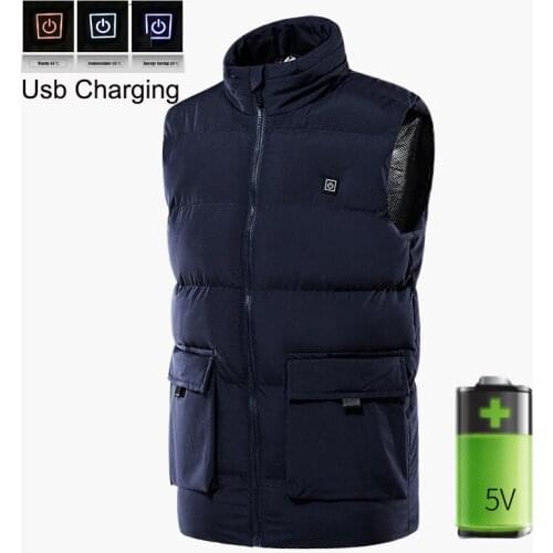 2 Colors Usb Vest Winter Electric Heating Clothes Temperature Adjustment Outdoor Heated Vest Men Jacket Men Skiing Heated Jacket