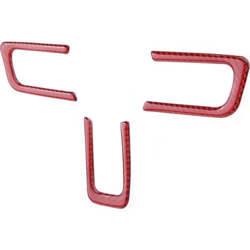 3Pcs/Set Inner Steering Wheel Decor Trim Frame Cover Moulding Car Red Carbon Fiber fit for Ford Mustang 2015 2016 2017 2018 2019
