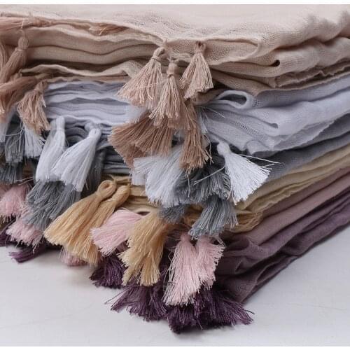 31 Colors Plain Solid Tassel Viscose Shawl Scarf Lady High Quality Shawls and Wraps Pashmina Stole Bufanda Muslim Hijab 180*90Cm