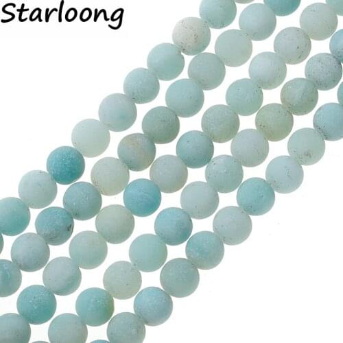 4-12mm Natural Stone Beads Round Gorgeous Blue Amazonite Matte Loose Strand Beads For Diy Jewelry Making Necklace Bracelet