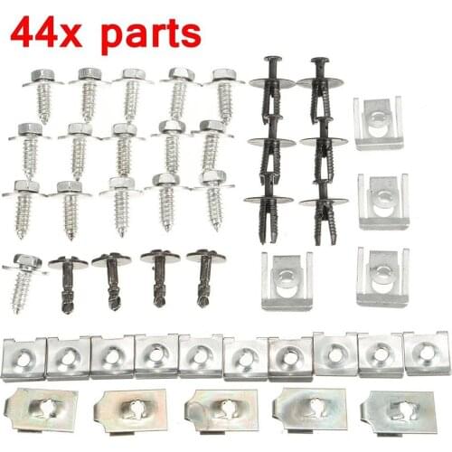 44pcs Car Engine Under Cover Trim Durable Undertray Shield Accessories Tray Front Screw Metal Splash Guard Clip Set For BMW E46