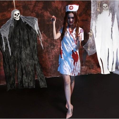 85cm Halloween Hanging Skull Ghost Haunted House Decoration Horror Props Halloween Party Pendant Home Door Bar Garden Decor