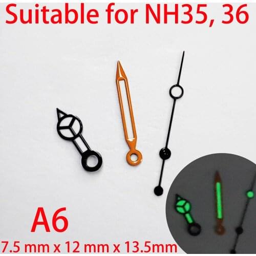 A6 suitable for NH35 watch pointer, watch accessory hand green/blue super luminous watch custom accessory watch parts nh35，nh36