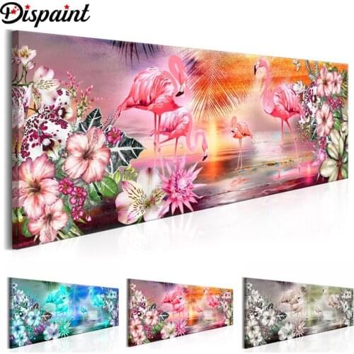 Dispaint Diy 5d Diamond Painting "flower flamingo" Cross Stitch Square Round Diamond Embroidery Handwork Rhinestone Art A27520