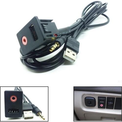 AUX Flush Mount USB Headphone Jack Cable Male Mounting 1 pc Portable Car SUV Dash Audio 3.5mm Adapter Panel Input Kit