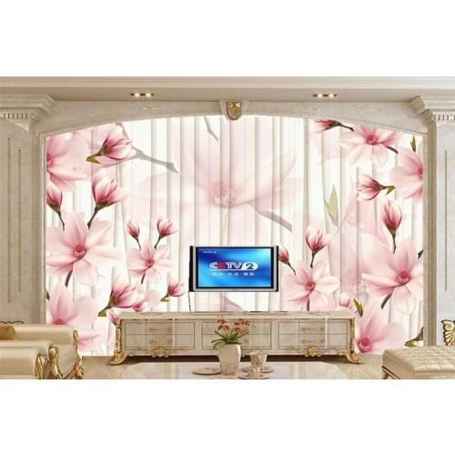 Large murals,Modern and stylish 3D magnolia flower wallpaper,living room sofa tv wall bedroom papel de parede purple wallpaper