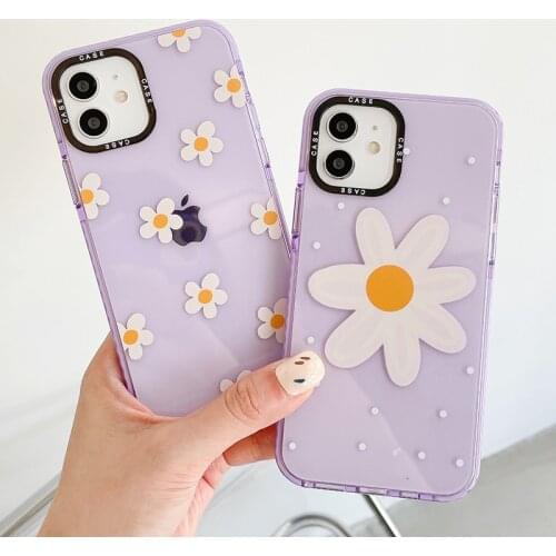 Summer Purple Flowers Phone Case For iPhone 11 12 Pro Max XS XR X 7 8 Plus SE 2020 Shockproof Clear TPU Back Cover