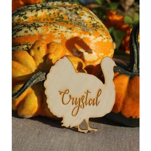 Thanksgiving turkey tabledecor Thanksgiving table wooden Turkey place cards/lasercut turkey shape with name/thanksgiving table