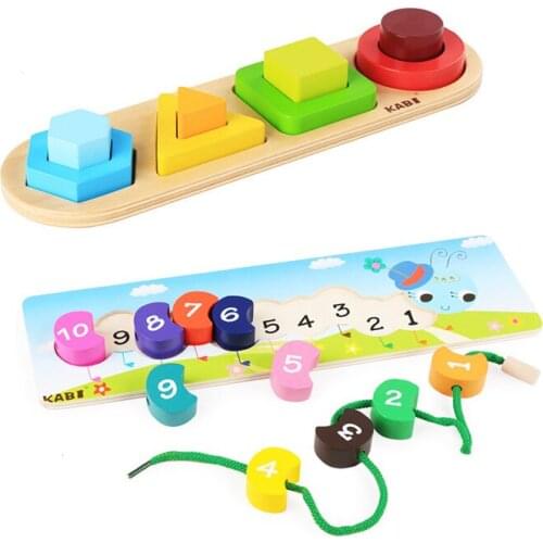 Montessori Wooden Educational Toys Series Number Shape Matching Board Toy for Children Montessori Block Puzzle Game Toys