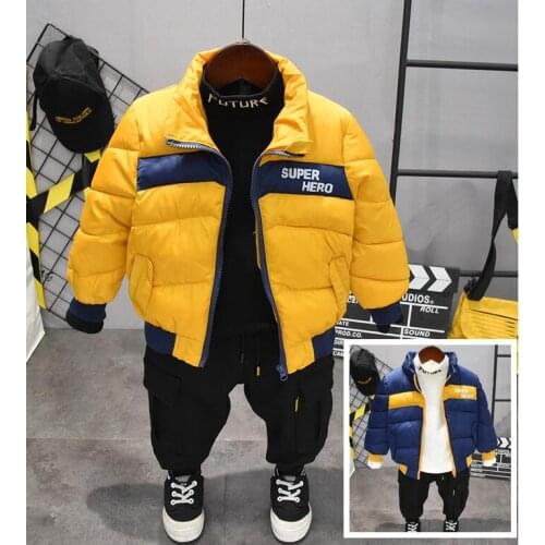 Children Clothing Winter Toddler Boys Clothes Set Winter coat,plush T-shirt,plush pants 3pcs Outfit Boys Clothing Sets 2-6y