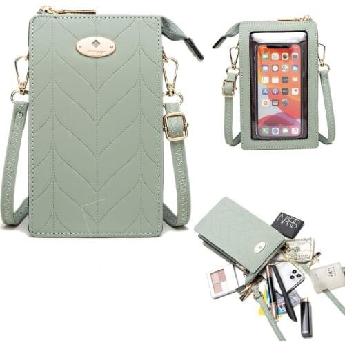 Prettyzys Design Cellphone Wallet for Women Shoulder Bag Touch Creen Phone Pocket Mini Leather Crossbody Hand Bags Lady Purse