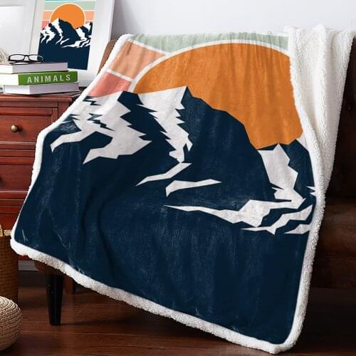 Peaks Snow Mountains Sunrise Home Lamb Cashmere Thick Bed Blanket Sofa Winter Warm Sherpa Newborn Wraps Kids Bedspread