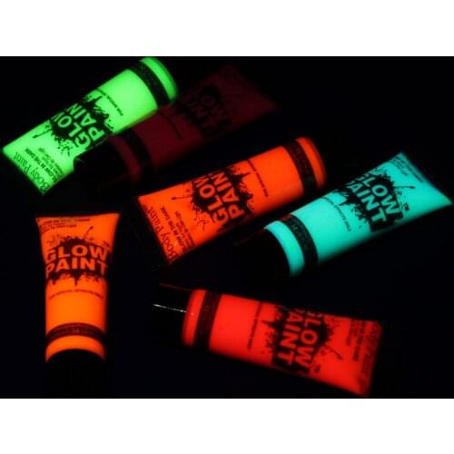 6 Colors UV Glow Neon Blacklight Fluorescent Face Body Fabric Paints For Kids Children Adults Halloween Costume Makeup Party