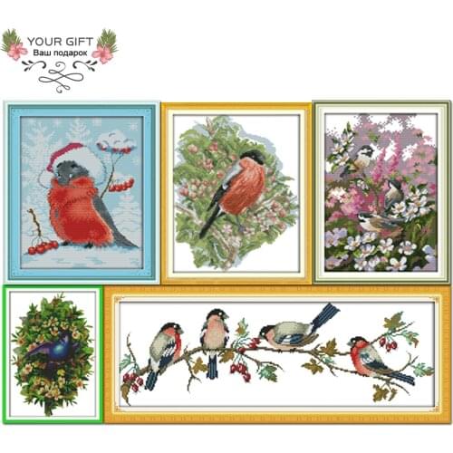 Joy Sunday D332 D337 D512 D513(2) D514 Home Decor Bullfinches Christmas Bird Swallow Bullfinch Three Birds Cross Stitch Kits