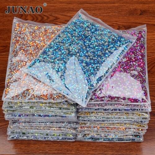 JUNAO SS 6 8 10 16 20 30 Peridot AB Color Hot Fixation Rhinestone Bulk Flatback Hotfix Strass Crystal Stones Craft Decoration