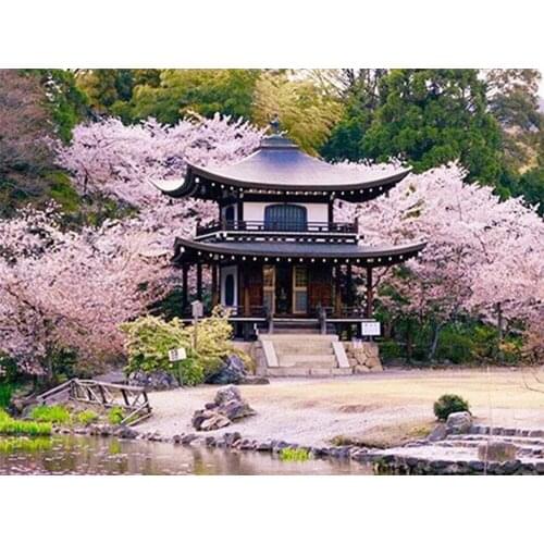 Diy Diamond Painting by Number Cross Stitch Sakura Tree Landscape Diamond Painting Cross Stitch Mosaic Embroidery Diamond Arts