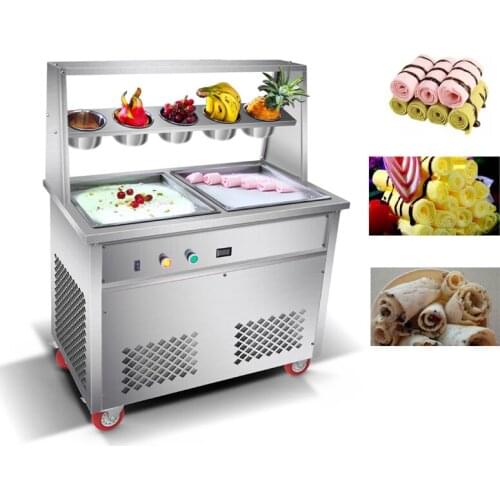 Commercial Outdoor Stainless Steel Thai Style Fried Ice Cream Machine For Snack Street Yogurt Ice Cream Roll Machine