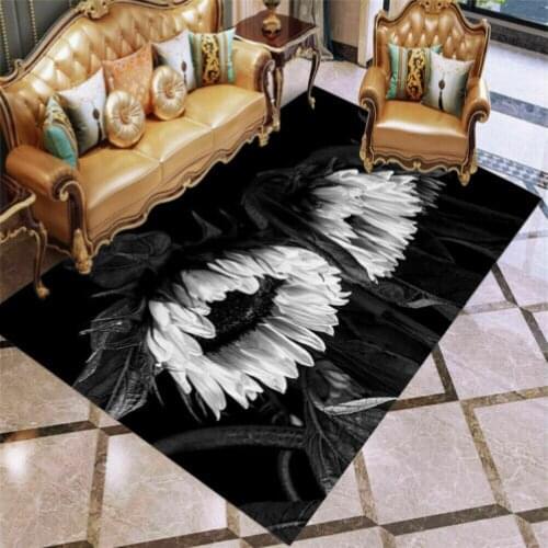 StarBlue-HGS Black White Sunflowers Non-Slip Floor Mat Doormats Game Handles Rug Carpet for Bedroom Indoor Outdoor Throw Rug