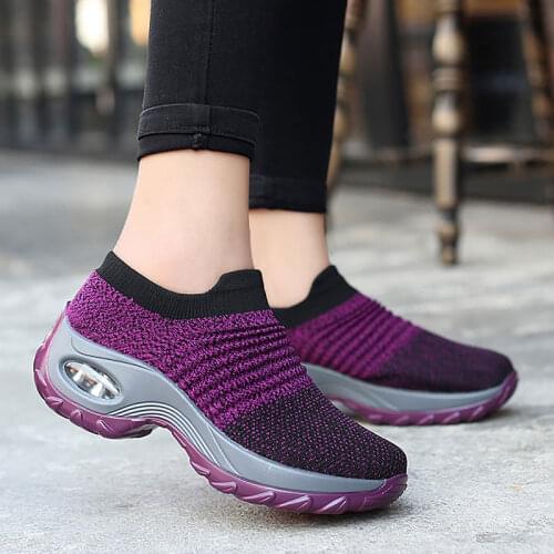 Ladies casual shoes women sneakers 2021 fashion round toe wedges breathable mesh sneakers women shoes mixed color shoes woman