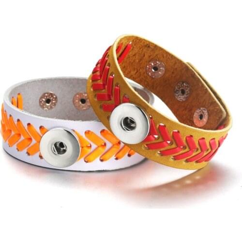 Fashion New 23CM Snap bracelet Real Leather Bracelet Fit 18mm Snap Button Bracelet Punk Style women Jewelry snap button jewelry