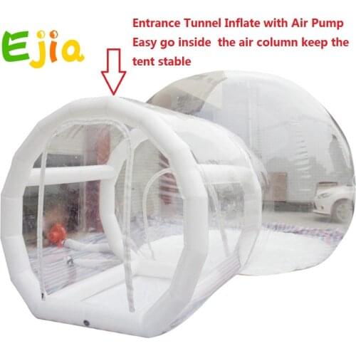 Inflatable transparent bubble House tent with stable tunnel for camping High quality outdoor tarvel lightweight clear dome tent
