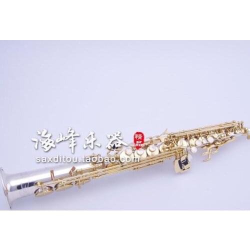 Original Soprano Saxophone Cadeson S-9930 New Silver Plated B Flat Sax With Straight and Curved Saxofone Mouthpiece