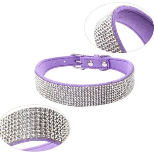 Di dog Soft Suede Leather Puppy Dog Collar Adjustable Pet Cat Collars Small M Chihuahua Rhinestone S Suit Medium Pets Z1G9