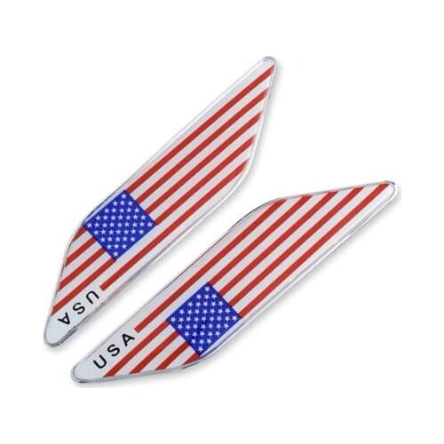 Pair United States USA Flag Auto Fender Side Emblem Skirts Badge Decal Sticker Car Accessories