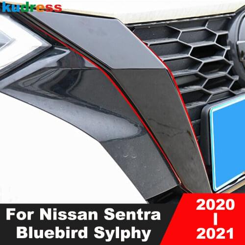 Front Grille Grills Cover Trim For Nissan Sentra Bluebird Sylphy 2020 2021 Carbon Fiber Head Grills Strip Car Accessories
