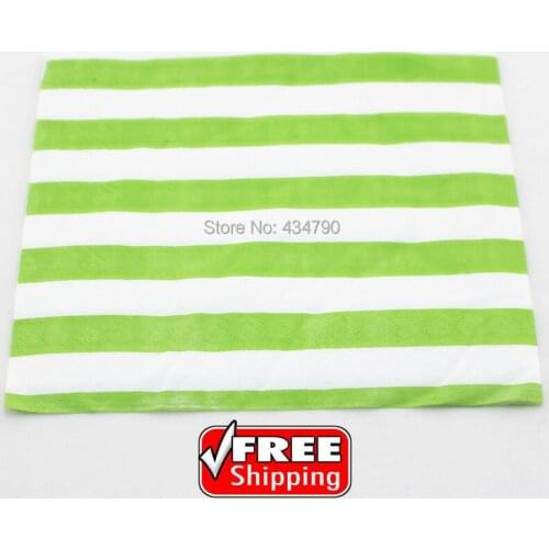 60pcs Green Striped Personalized Paper Napkins,Wholesale Colored Serviettes Party Supplies Decor,Tableware-Choose Your Colors