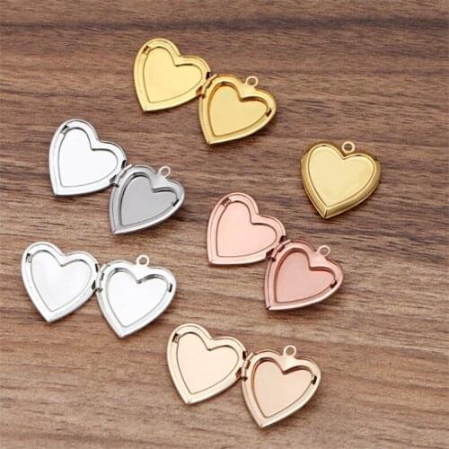 5pcs/lot 22mm heart shape Album Box Pendant Can Open Photo Floating Locket Pendant Charms for DIY Memory Necklace Findings