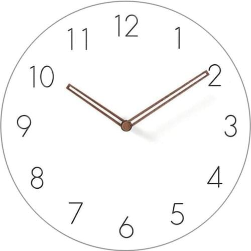 Simple Modern White Round Wooden Wall Clock 11 inch Non-ticking one AA battery powered (Arabic Numbers)