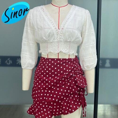 Sexy deep V waist tie with small lantern lace top 6328 banquet dress