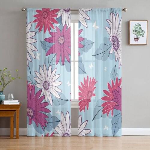 Cartoon Flower Curtains For Living Room Luxury Baby Bedroom Tulle Curtains Kitchen Study Room Modern Style Sheer Curtains