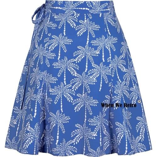 Blue Tropical Palm Trees Printed Summer Skirt SS0015 Ladies Quick Wrap Multitasks Athletic Cover-up Sexy Plus Size Mini Skirt