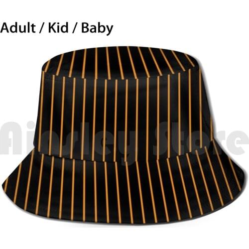 Black With Orange Pinstripes Sun Hat Foldable UV Protection Black And Orange Halloween Eff San Francisco Stripe