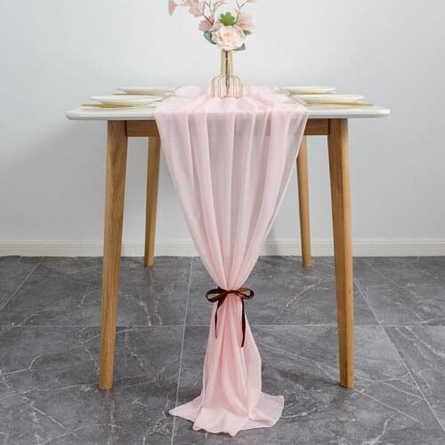 Modern Wedding Banquet Scene Table Runner Home Decoration Solid Polyester Fabric Chiffon Table Flag