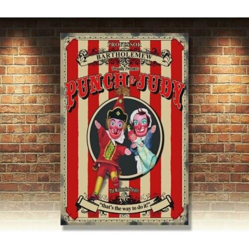 Punch & Judy, British Seaside Holiday, Old Puppets, Small Metal Tin Sign Picture